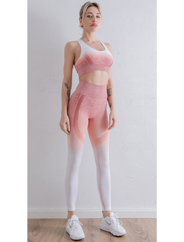 Conjunto Legging Degradê Rosa e Branco